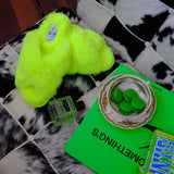 Lexi Fluffy Slippers in Neon
