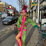 Into The Wild Robe Satin Robe in Neon Leopard