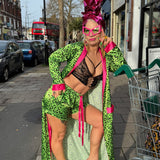 Into The Wild Satin Sleep Shorts in Neon Leopard