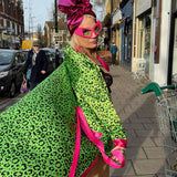 Into The Wild Robe Satin Robe in Neon Leopard