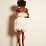 'Last Dance' Strapless Feather Dress Snow