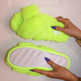 Lexi Fluffy Slippers in Neon