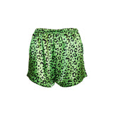 Into The Wild Satin Sleep Shorts in Neon Leopard