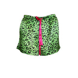 Into The Wild Satin Sleep Shorts in Neon Leopard