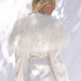 Delphine Ostrich Feather Capelet in Snow - Mode & Affaire