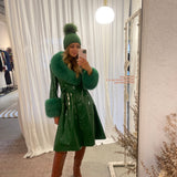 London Patent Coat in Jade