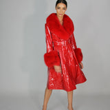 London Patent Coat in Ruby - Mode & Affaire