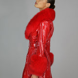 London Patent Coat in Ruby - Mode & Affaire