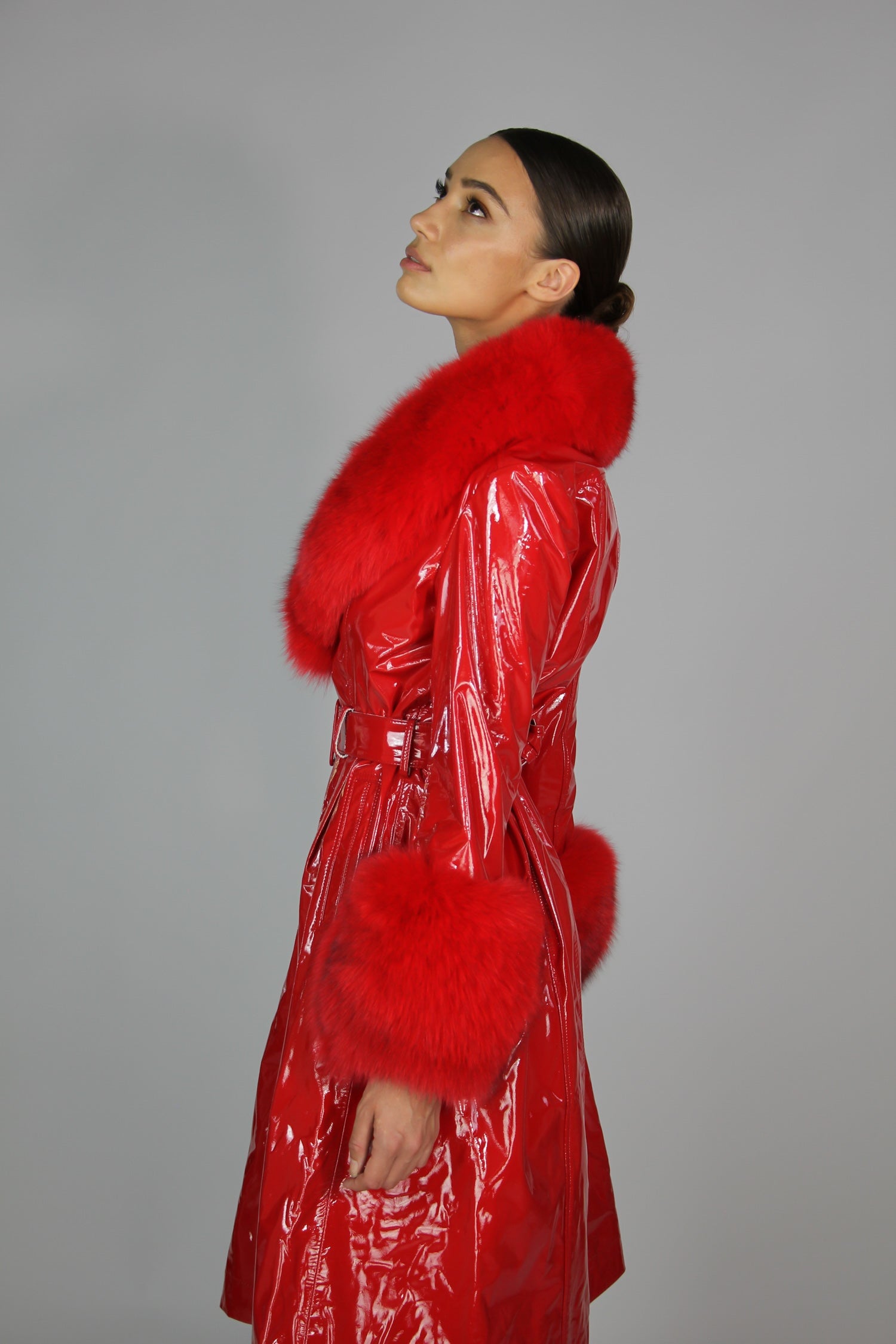 London Patent Coat in Ruby - Mode & Affaire