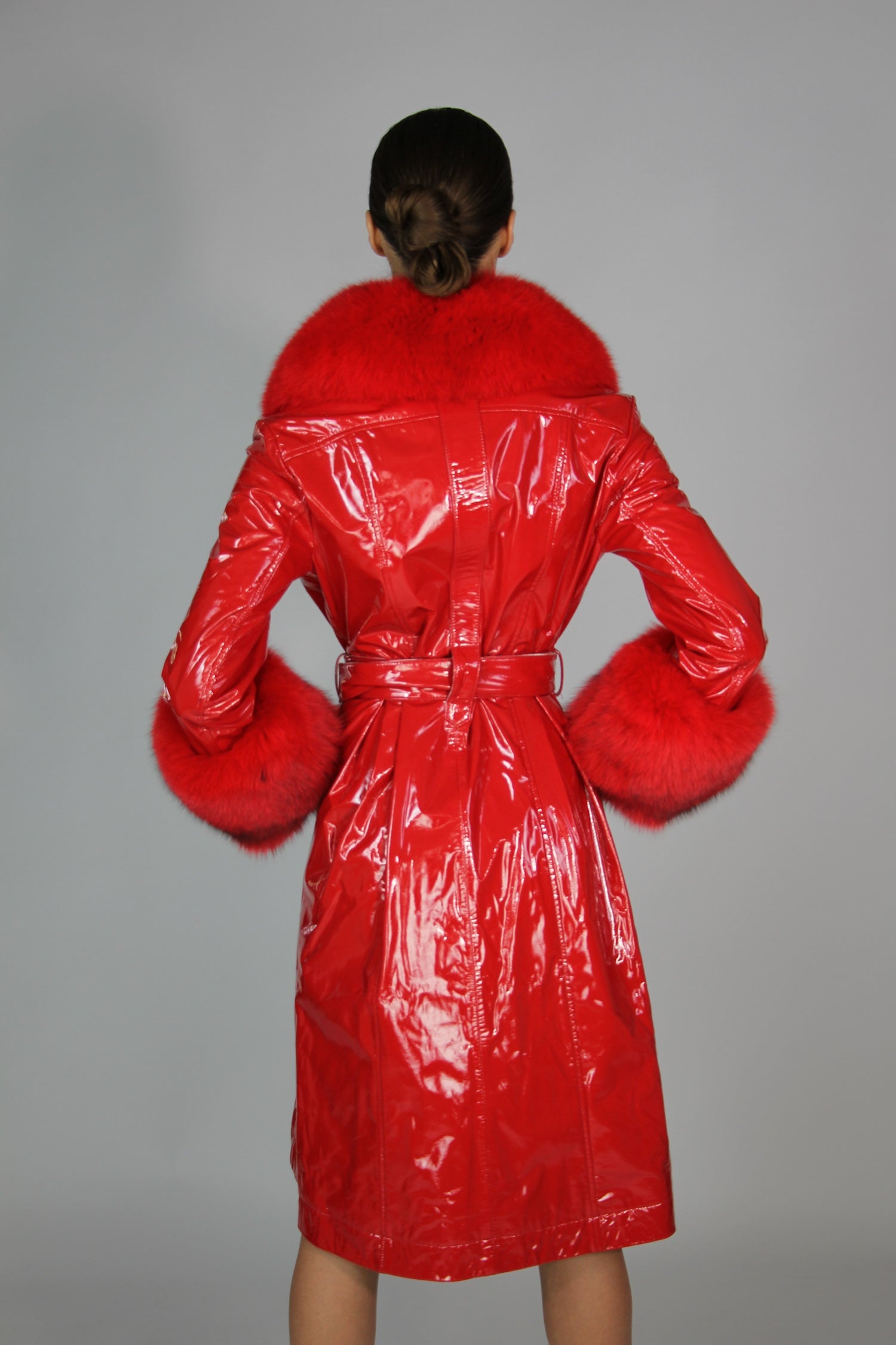 London Patent Coat in Ruby - Mode & Affaire