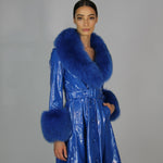 London Patent Coat in Cobalt - Mode & Affaire