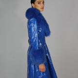 London Patent Coat in Cobalt - Mode & Affaire