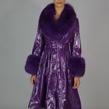 London Patent Coat in Aubergine - Mode & Affaire