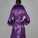 London Patent Coat in Aubergine - Mode & Affaire