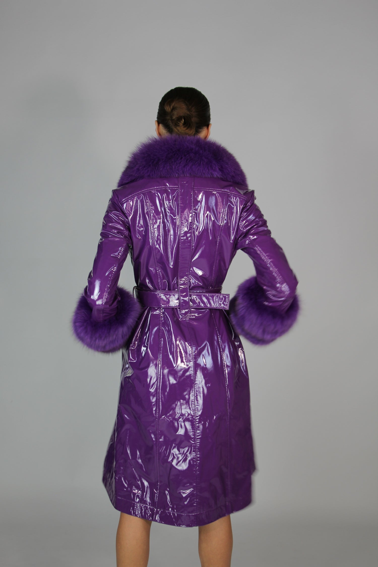 London Patent Coat in Aubergine - Mode & Affaire