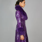 London Patent Coat in Aubergine - Mode & Affaire