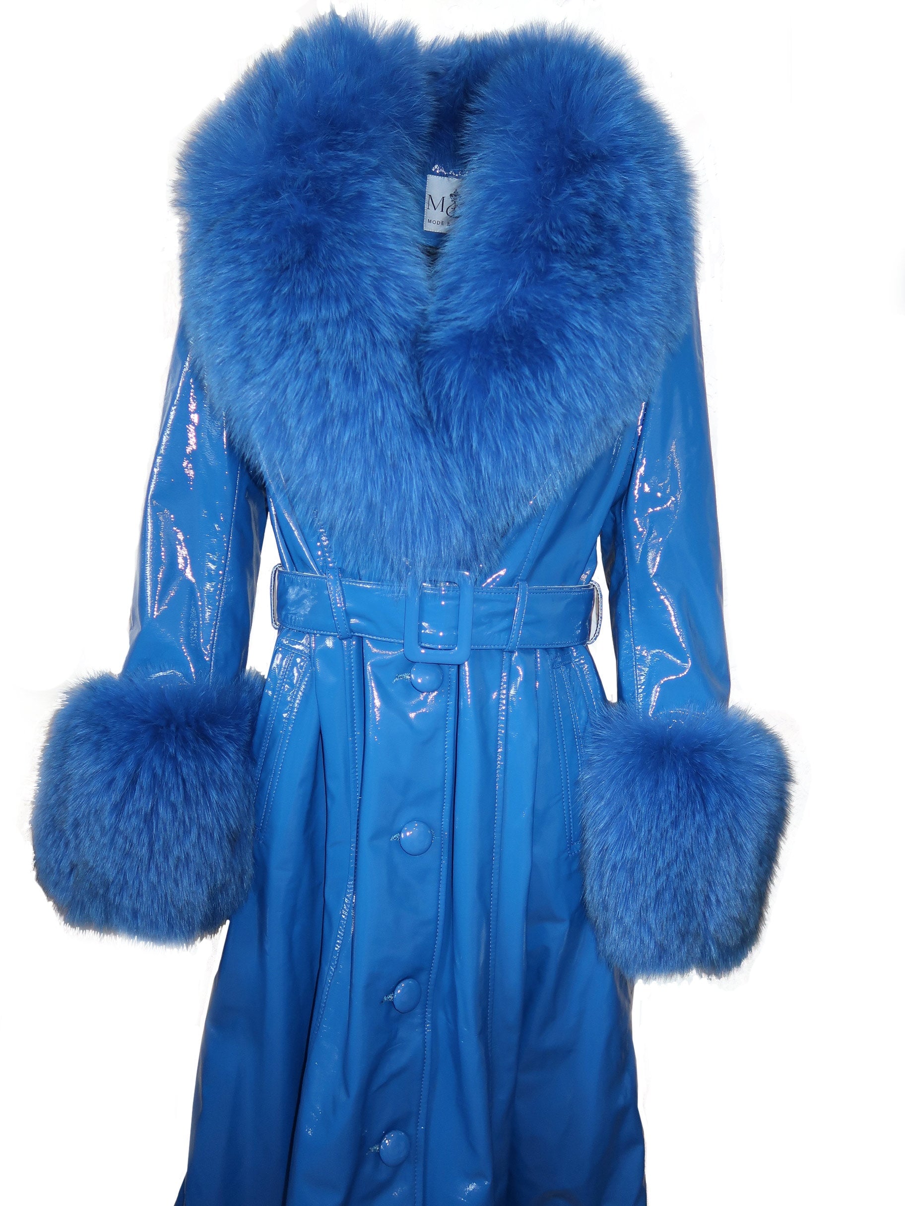 London Patent Coat in Cobalt - Mode & Affaire