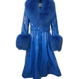 London Patent Coat in Cobalt - Mode & Affaire