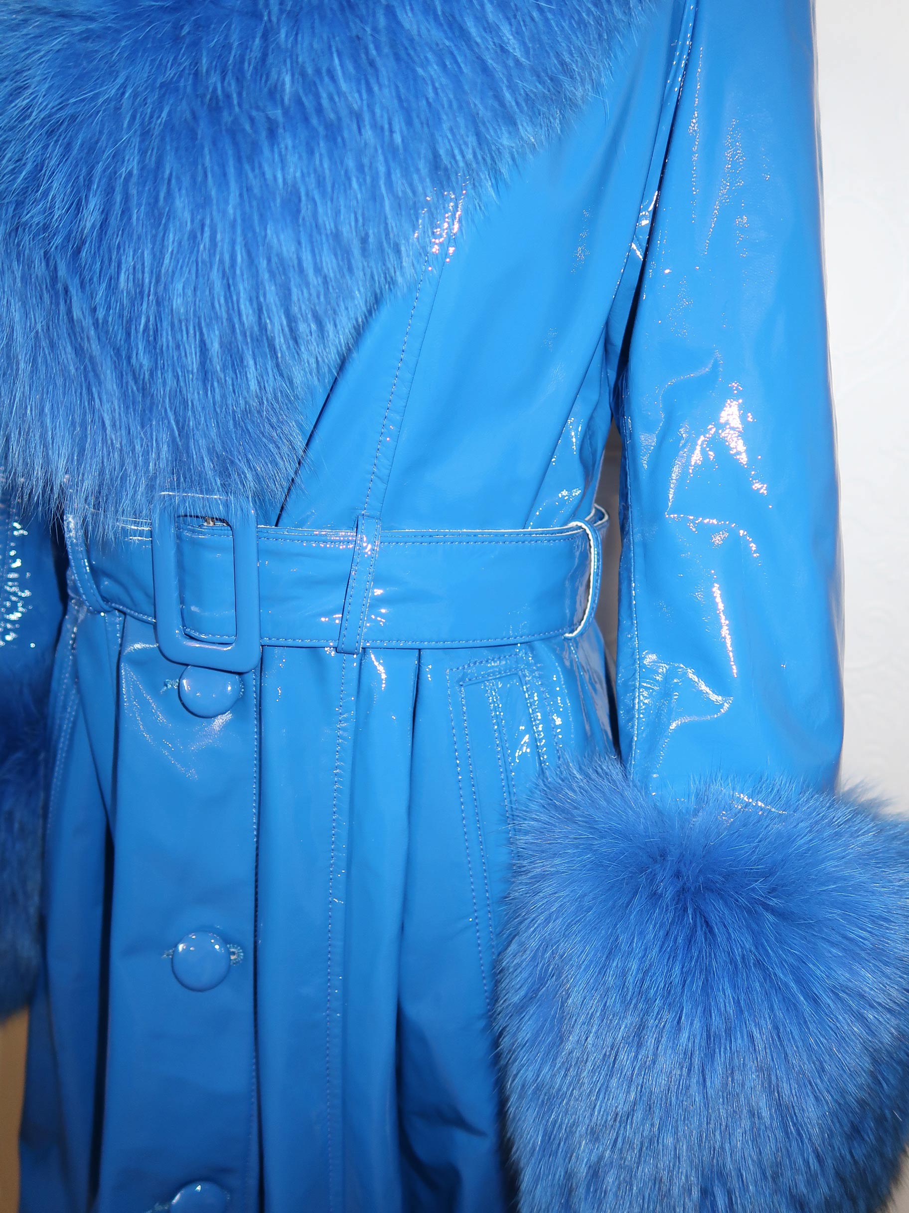 London Patent Coat in Cobalt - Mode & Affaire