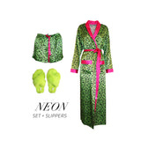Neon Leopard Robe + Slipper Bundle