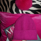 Angora Cashmere Beanie Shocking Pink