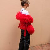 East End Leather Shearling Jacket in Ruby - Mode & Affaire