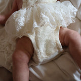 Ellie Newborn Romper & Bonnet in Vanilla