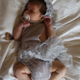 Ellie Newborn Romper & Bonnet in Dove