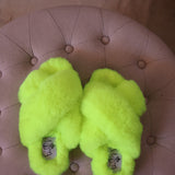 Lexi Fluffy Slippers in Neon