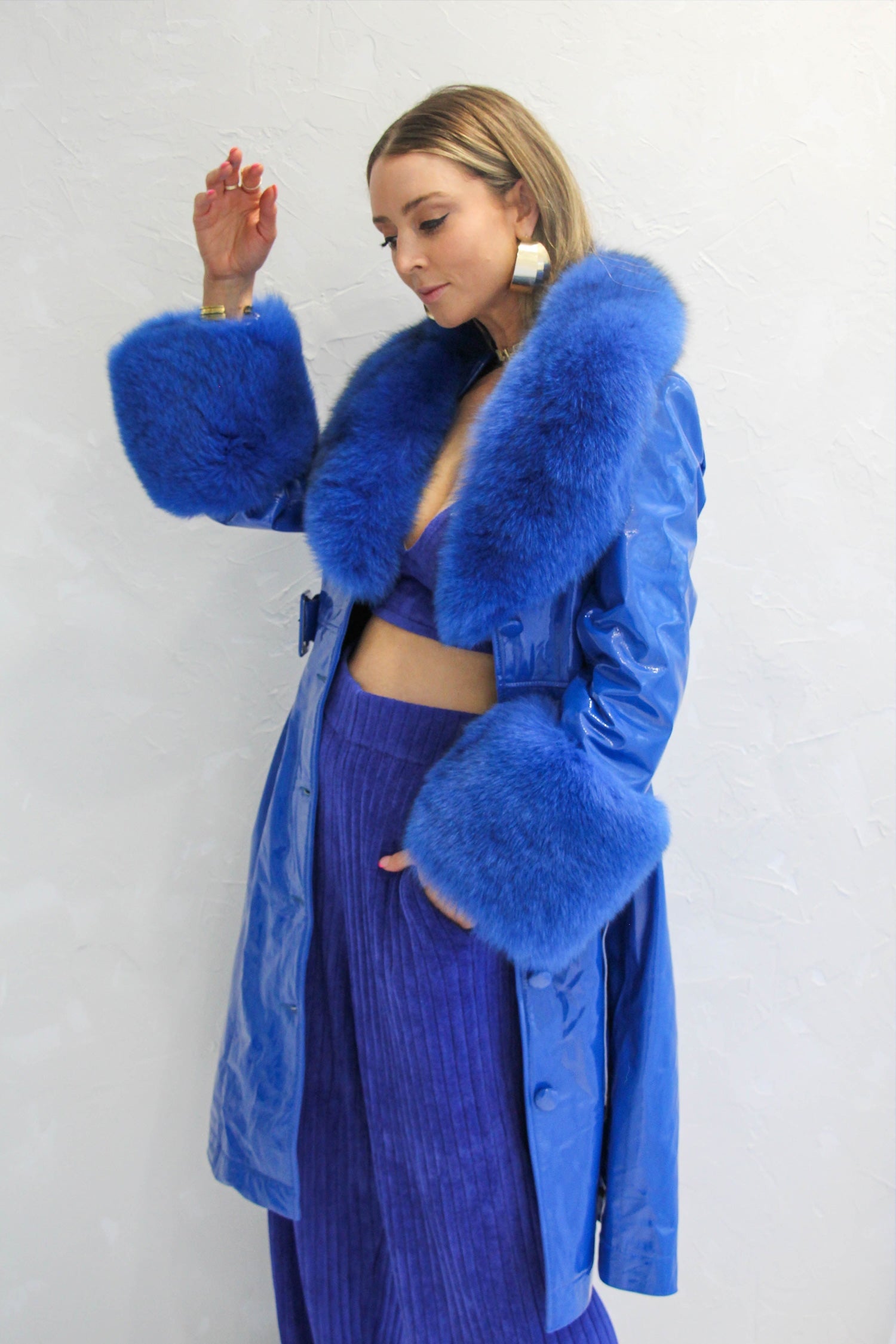 London Patent Coat in Cobalt - Mode & Affaire