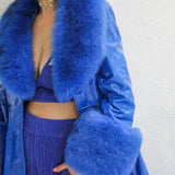 London Patent Coat in Cobalt - Mode & Affaire