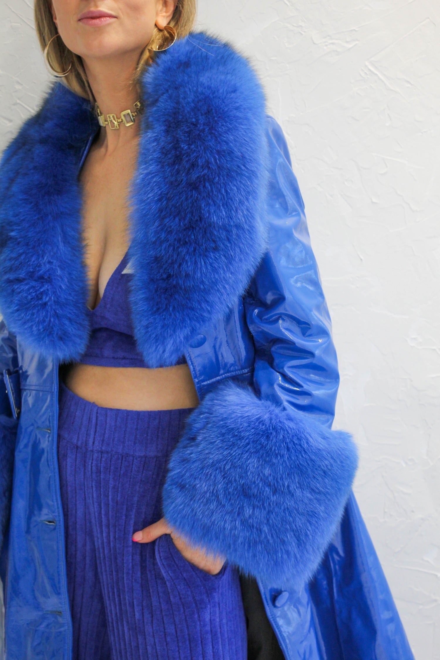 London Patent Coat in Cobalt - Mode & Affaire