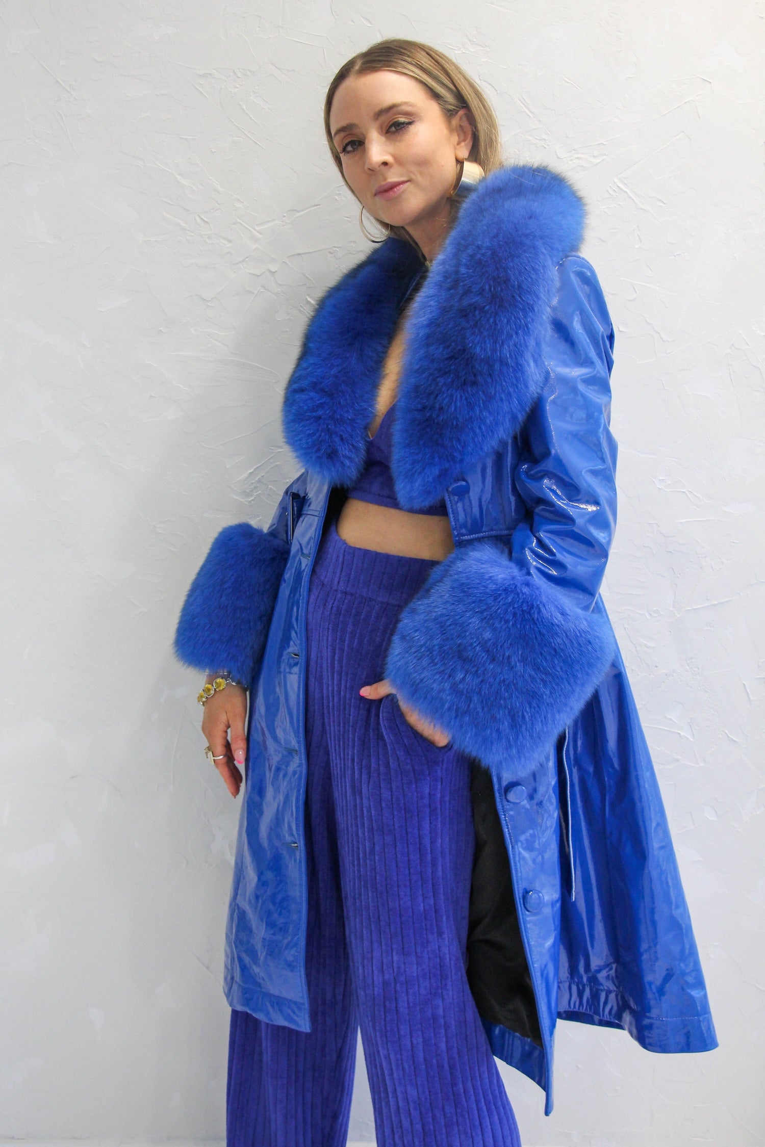 London Patent Coat in Cobalt - Mode & Affaire