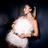 'Last Dance' Strapless Feather Dress Snow