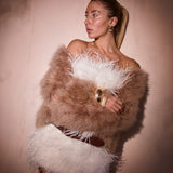 'Last Dance' Strapless Feather Dress Snow