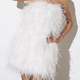 'Last Dance' Strapless Feather Dress Snow