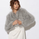 Valentina Feather Jacket Silver