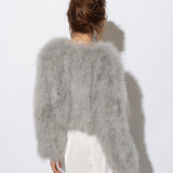 Valentina Feather Jacket Silver