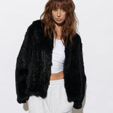 Cascade Rabbit Fur Jacket in Onyx