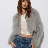 Valentina Feather Jacket Silver