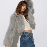 Valentina Feather Jacket Silver