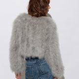 Valentina Feather Jacket Silver