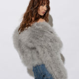 Valentina Feather Jacket Silver