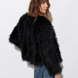 Saville Marabou Jacket Onyx