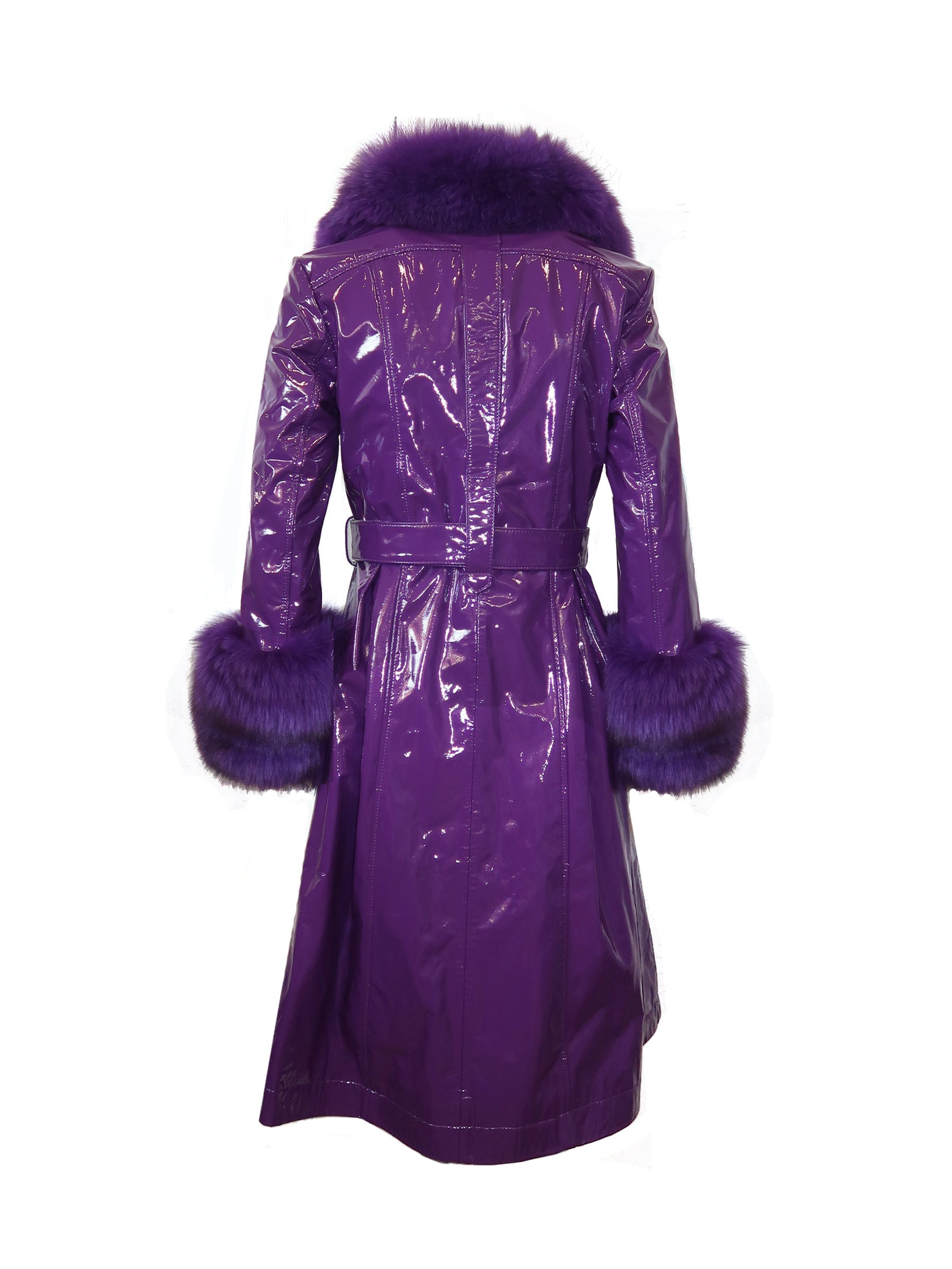 London Patent Coat in Aubergine - Mode & Affaire