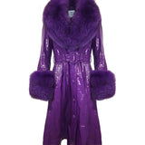 London Patent Coat in Aubergine - Mode & Affaire