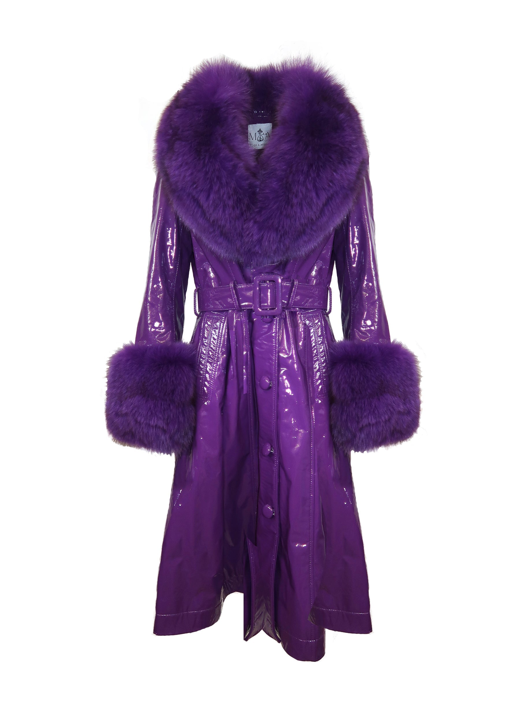 London Patent Coat in Aubergine - Mode & Affaire