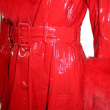 London Patent Coat in Ruby - Mode & Affaire