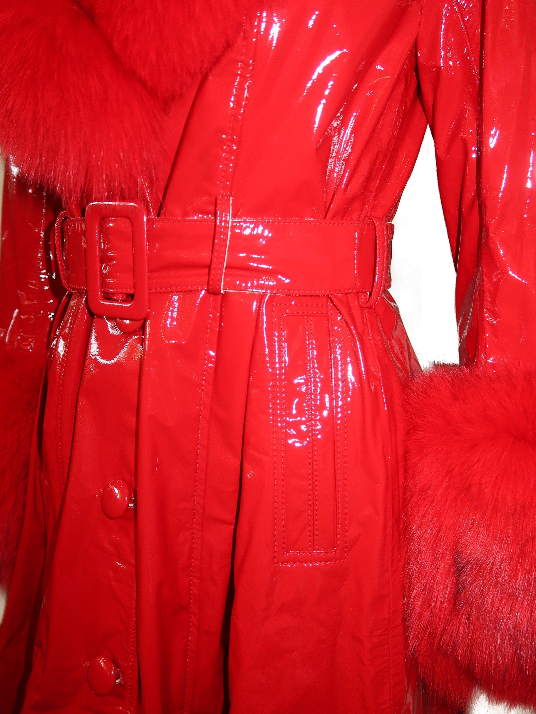 London Patent Coat in Ruby - Mode & Affaire