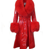 London Patent Coat in Ruby - Mode & Affaire